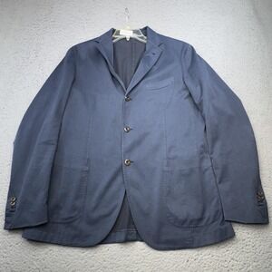 Boglioli Blazer Mens 44R Blue Cotton Silk Stretch Italy Patch Pockets Soft Notch
